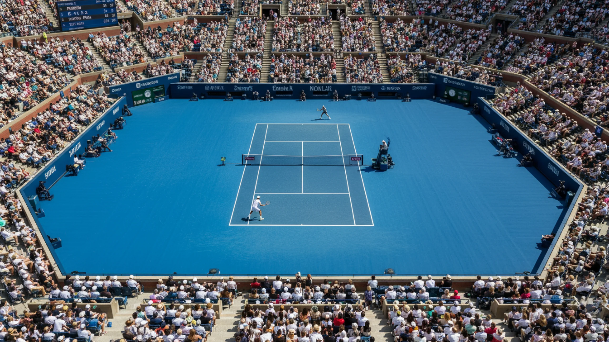 Hartplatz Tennisplatz mit blauer Oberfläche bei einem Grand-Slam-Turnier