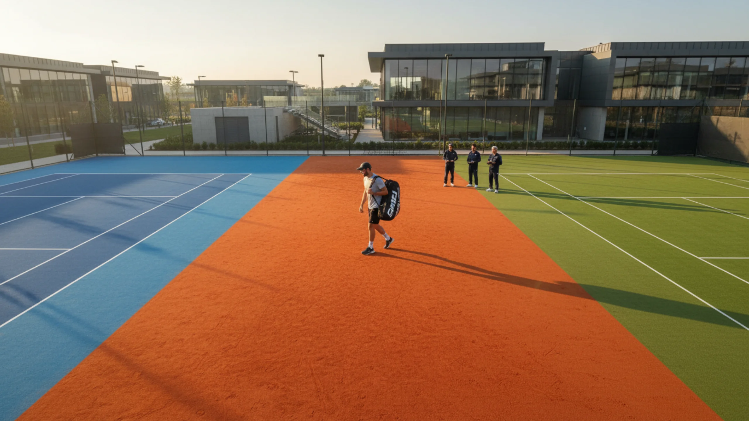 Tennisspieler trainiert auf verschiedenen Belägen zur Saisonvorbereitung
